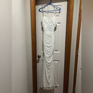 Elegant White Ruched Gown